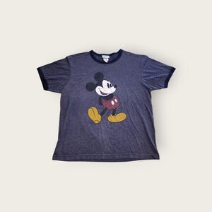 Vintage Y2k Walt Disney World blue Mickey Mouse graphic ringer t-shirt